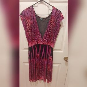 Pink and black v-neck sun dress.